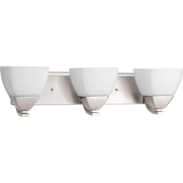 Progress Lighting Appeal Collection 3-Light Brushed Nickel Etched White Glass Modern Bath Vanity Light