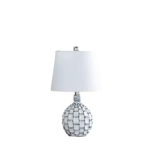 19.5 in. Blue and White Standard Light Bulb Bedside Table Lamp