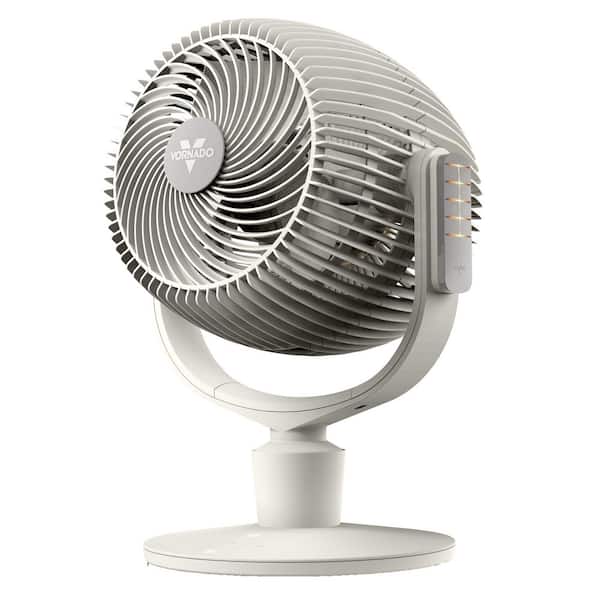 EOS 9 8.15 in. 10 Fan Speeds Desk Fan in White with Multi-Axis Oscillation, LED Light, Aromatherapy, Timer