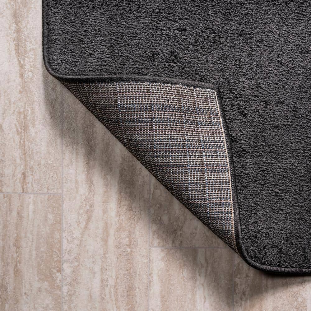 JONATHAN Y SUPERSOFT Haze Solid Low-Pile 5 x 5 (ft) Loomed Polypropylene Black Square Indoor Solid Farmhouse/Cottage Area rug