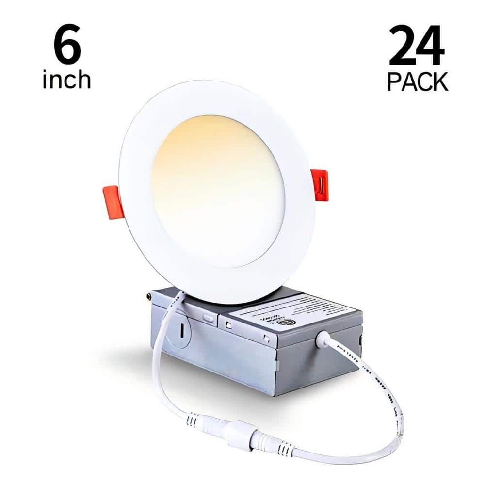 6 in. Canless Ultra-Thin 12-Watt CCT 3000K Remodel Integrated LED Recessed Light Kit (24-Pack) price history on PriceWatchPro