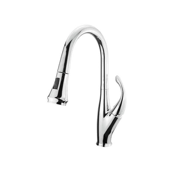 Garbatella Brass Single-Handle Pull-Down Spray Kitchen Faucet in Chrome