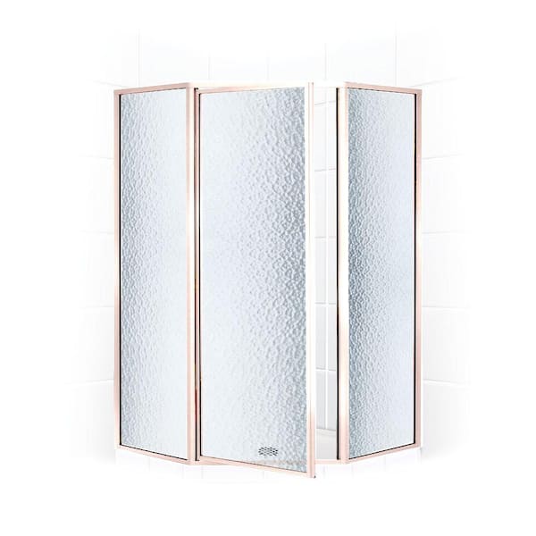 Legend 58 in. x 70 in. Framed Neo-Angle Hinged Shower Door in Brushed Nickel and Obscure Glass