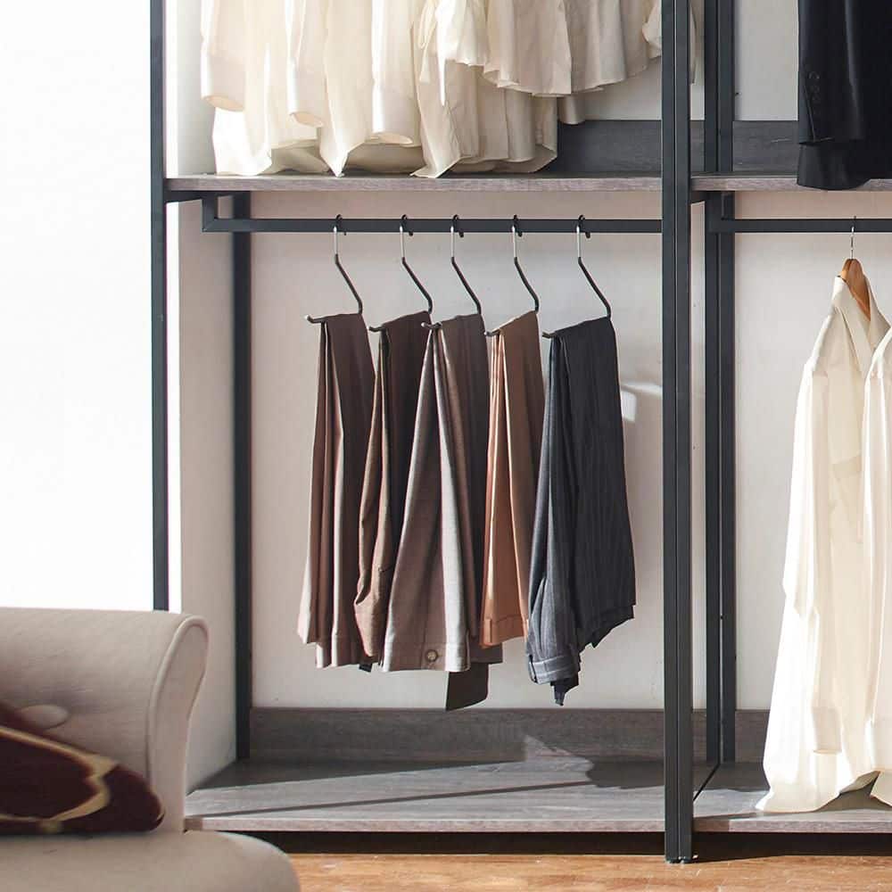 Monica Black and Rustic Gray Wood Walk-In Closet System