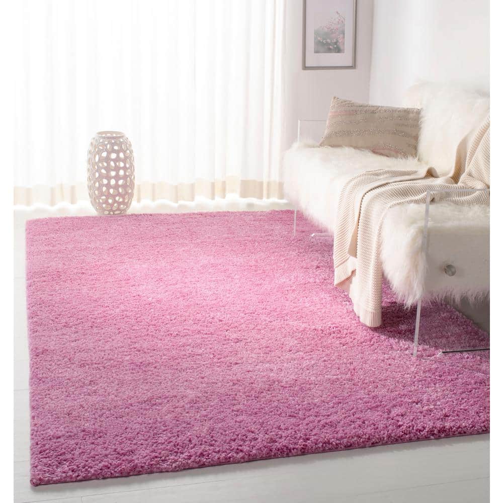 August Pink 4' x 6' Shag Synthetic Area Rug