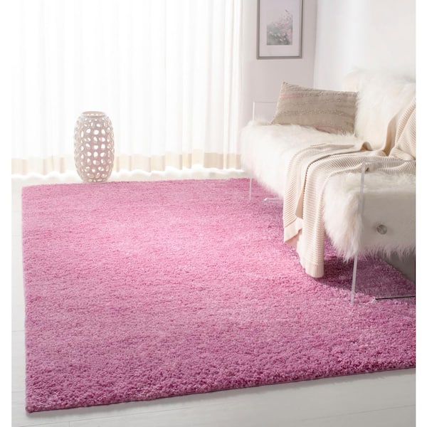 August Shag Pink 9 ft. x 12 ft. Solid Area Rug