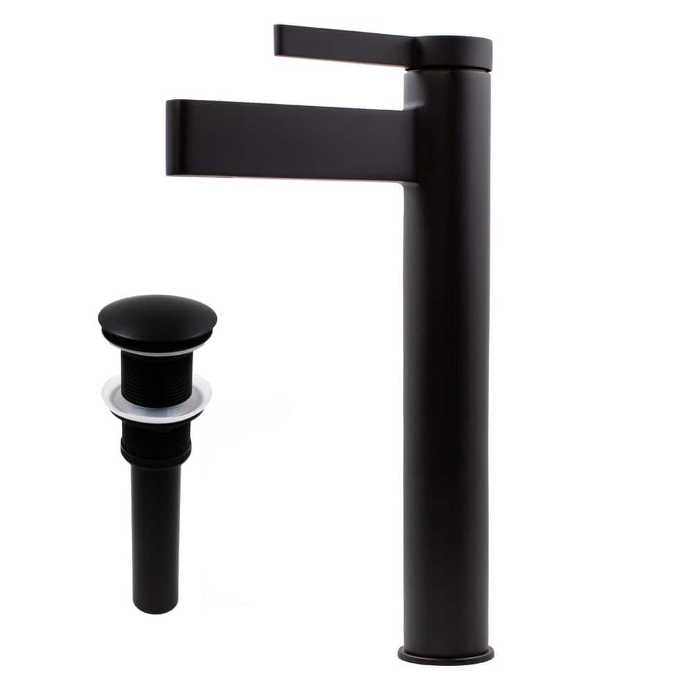 Matte Black Solid Brass Single Handle Vessel Sink Faucet