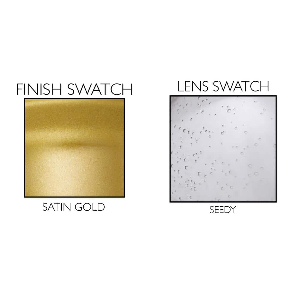 Satin Gold and Clear Glass Semi-Flush Ceiling Light