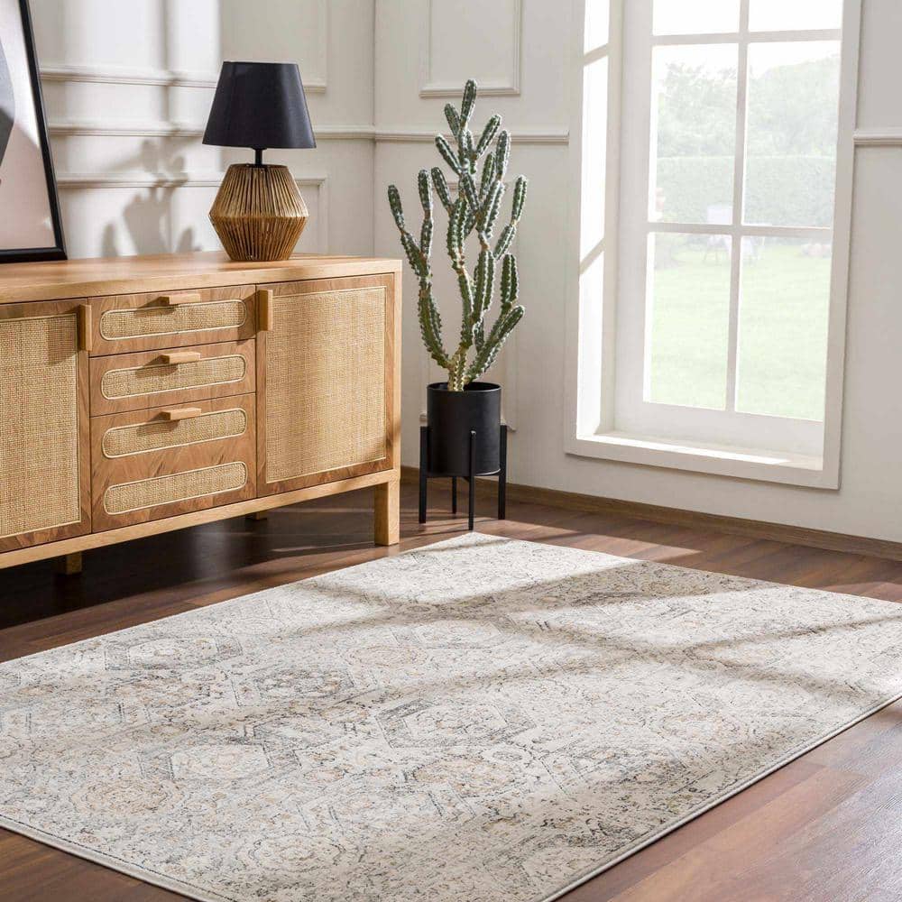 Parkerfield Beige and Black Medium Pile Rectangular Area Rug