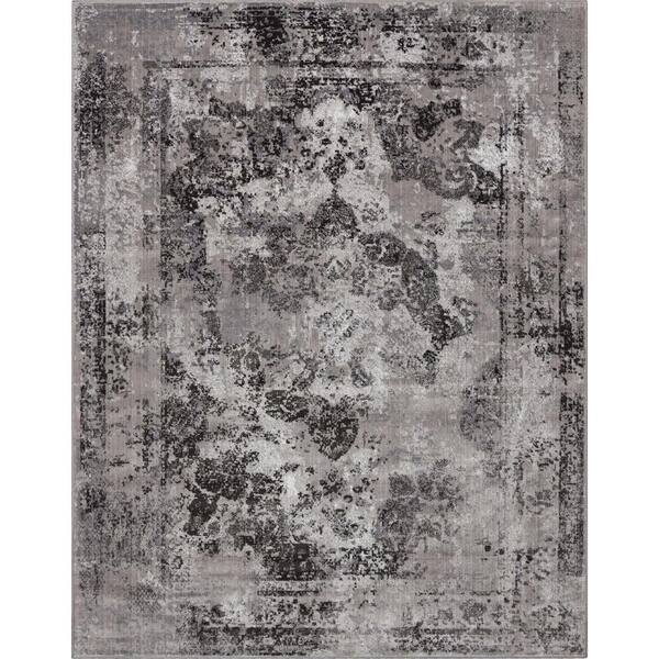 Well Woven Zazzle Grey 3 ft. 11 in. x 5 ft. 3 in. Patras Vintage Oriental Floral Area Rug