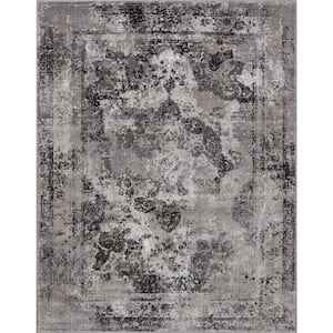 Zazzle Patras Vintage Oriental Floral Grey 7 ft. x 9 ft. Area Rug