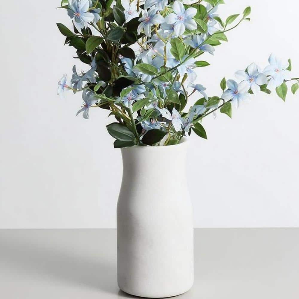 Milky Marble Vase フラワーベース White Marble Vase for Flowers, 8.66 in. Modern Frosted Flower Vase