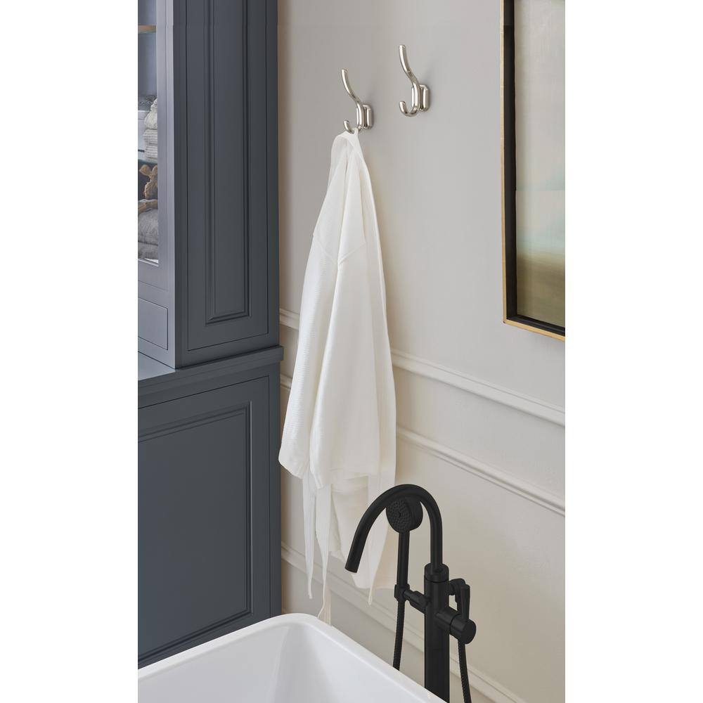 Polished Nickel Double Prong Decorative Wall Hook