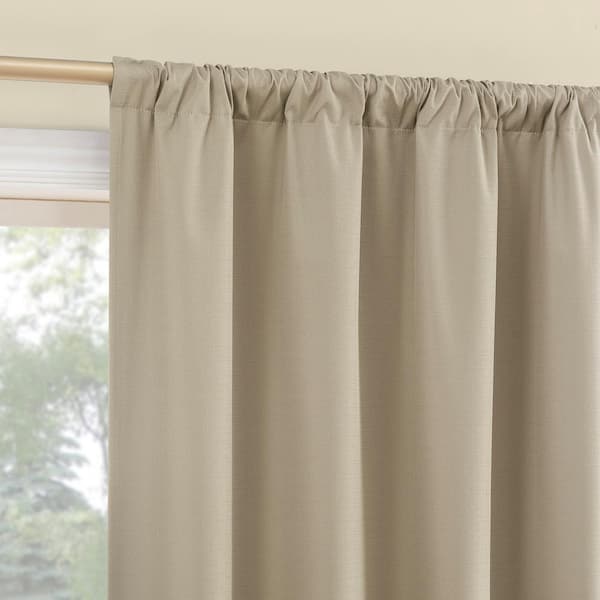 Sun Zero Kinnear Textured Taupe Polyester 40 in. W x 84 in. L Rod Pocket Blackout Curtain (Single Panel)