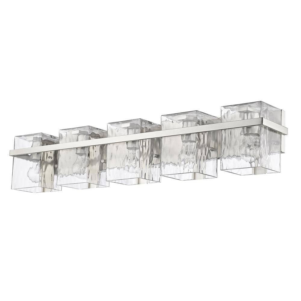 Bennington 36.25" Brushed Nickel Vanity Light with Rippled Glass Shades