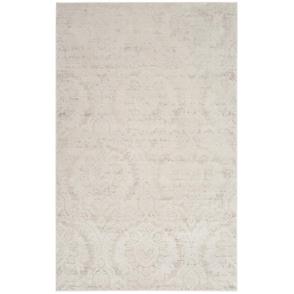 Princeton 3 ft. x 4 ft. Silver/Beige Floral Geometric Area Rug