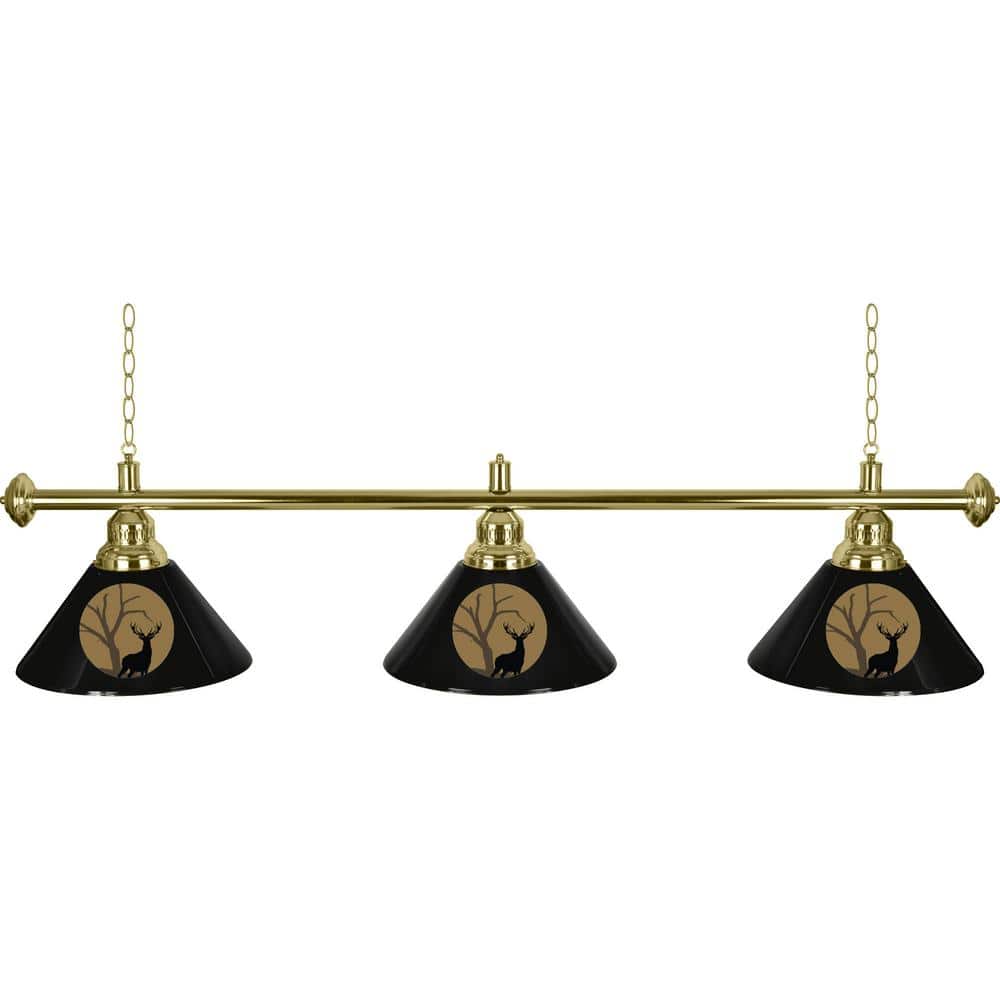 Hunt Deer 3-Light Black Billiard Light