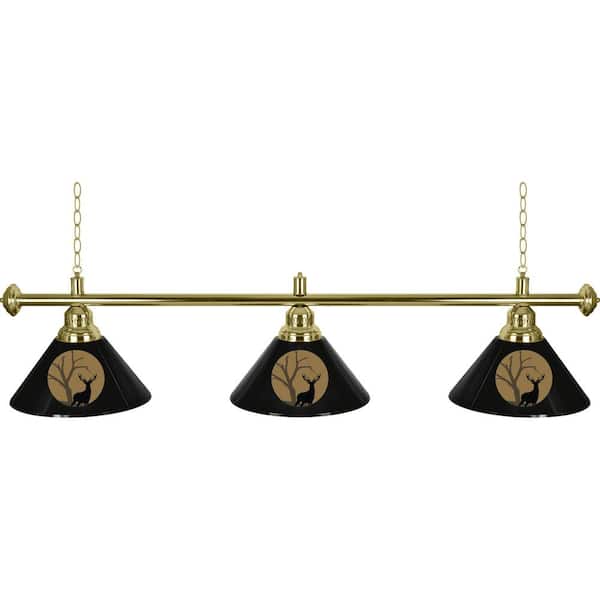 Hunt Deer 3-Light Black Billiard Light