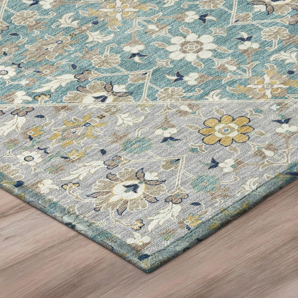 Chantille Machine Washable Indoor/Outdoor Abstract ACN3046 Teal 2 ft. x 7 ft. Runner Rug