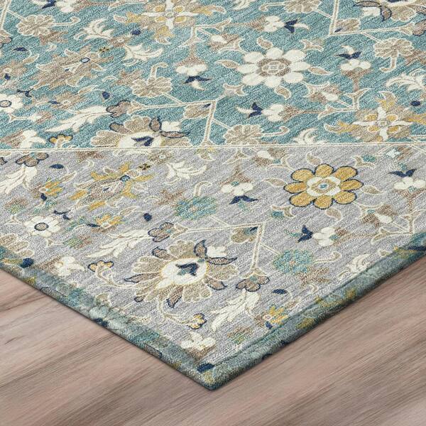 Chantille Machine Washable Indoor/Outdoor Abstract ACN3046 Teal 9 ft. x 12 ft. Area Rug