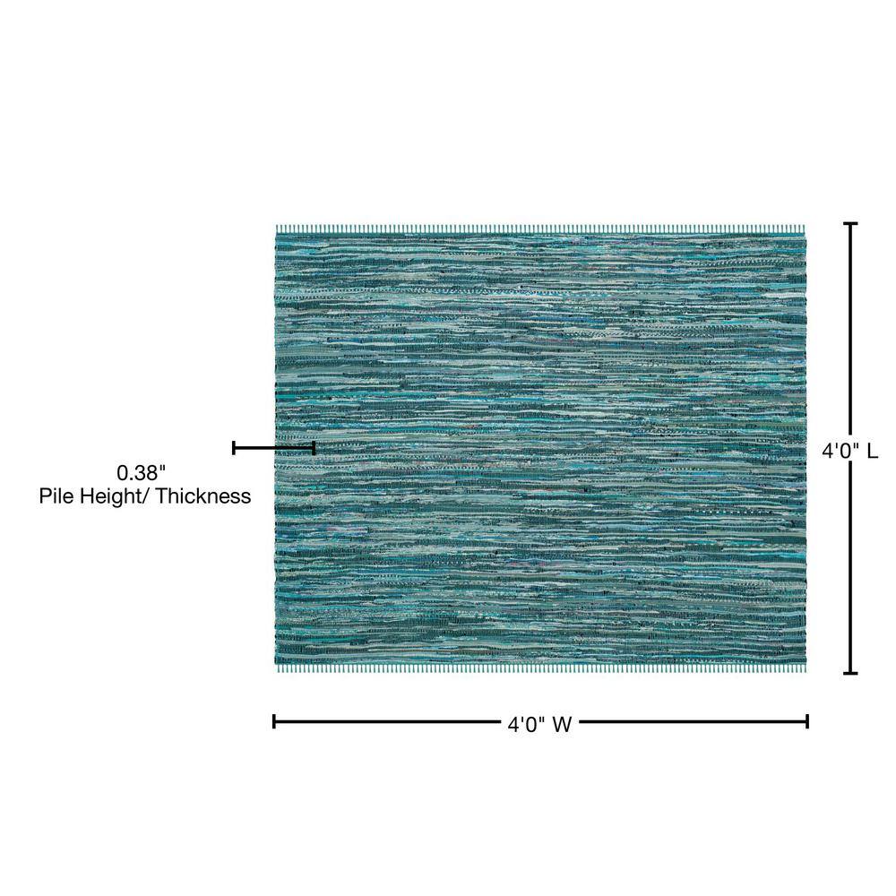 Handwoven Turquoise and Multicolor Square Wool Cotton Area Rug