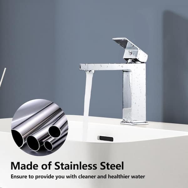 Modern Luxurious Single Handle Single Hole Bathroom Sink Faucet Bathroom Faucet with Handle in Chrome
