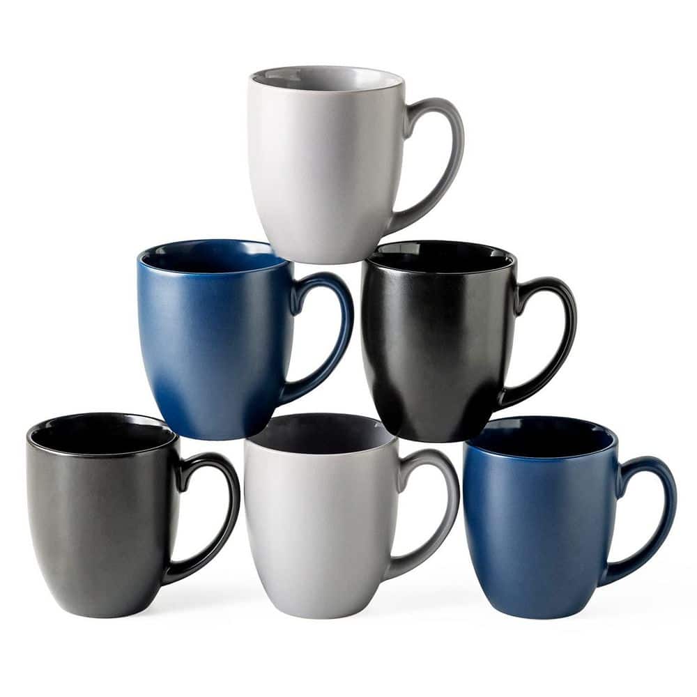 Wudkey 16 oz. Coffee Mugs Multi-Color Large Ceramic Coffee Mugs with handle for Tea, Latte, Cappuccino, Milk, Cocoa(Set of 6)