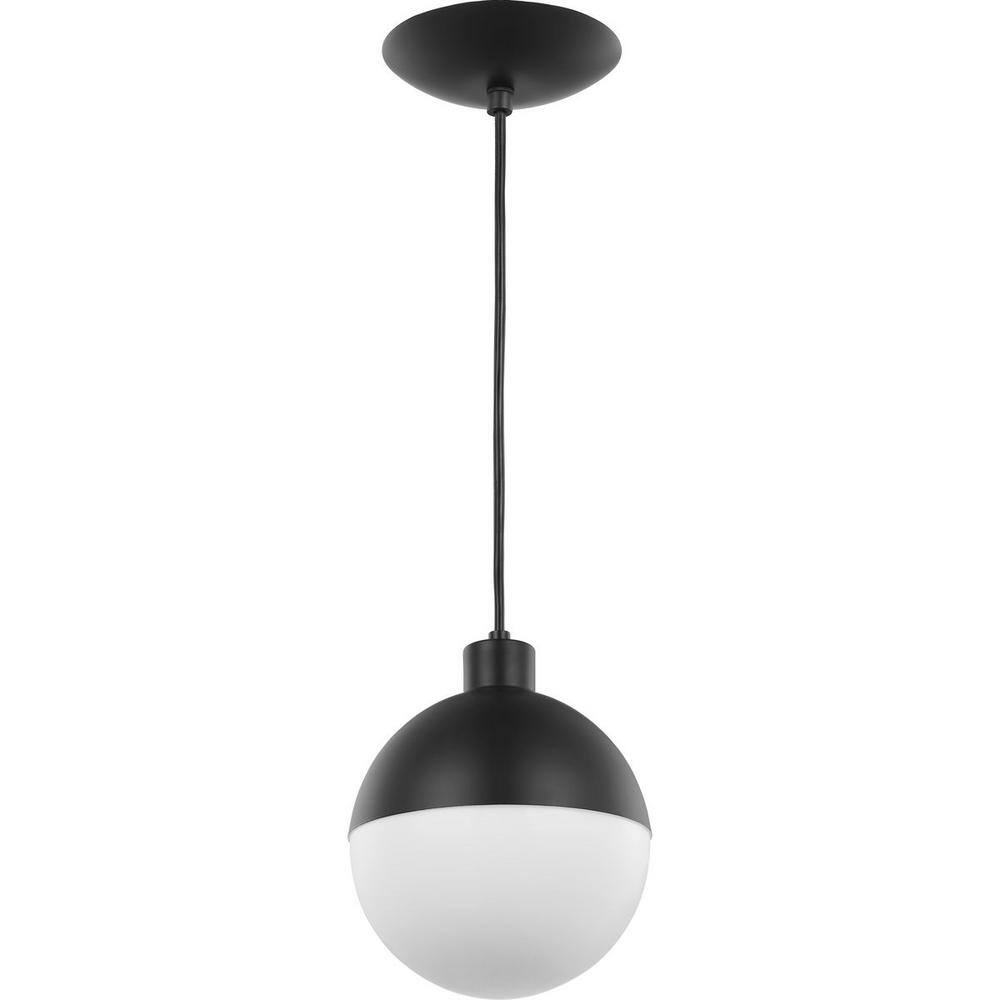 Black and Opal Glass Globe LED Pendant Light