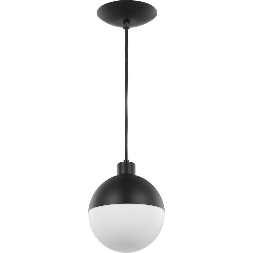 Black and Opal Glass Globe LED Pendant Light