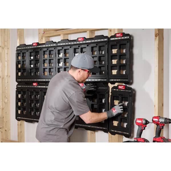 Milwaukee PACKOUT Wall Plate 20 in. H x 10.25 in. W Slatwall Accessories With Tool Holders in Black (2-pack)