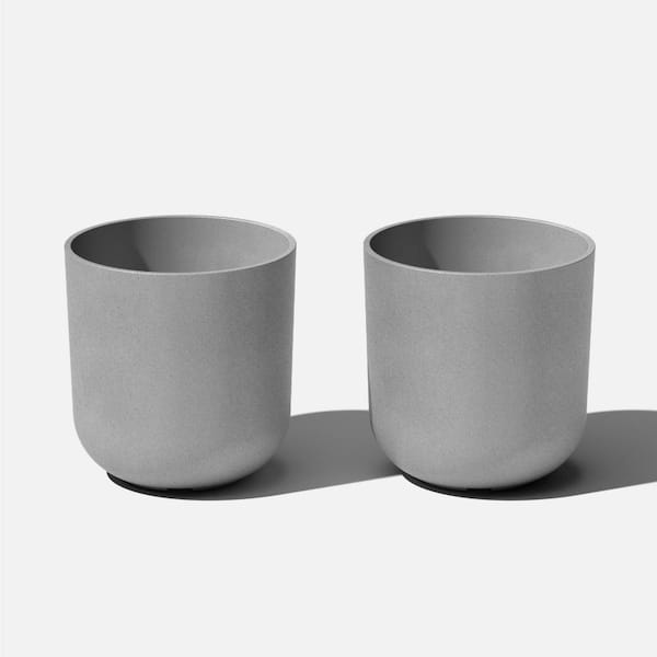 Veradek Kona 10 in. Round Gray Plastic Planter (2-Pack)