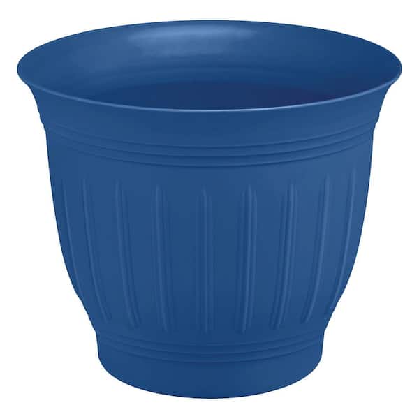 Vigoro 12 in. Eleanor Classic Blue Colonnade Plastic Planter (12 in. D x 11 in. H)