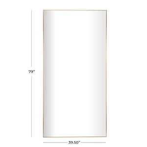 79 in. x 40 in. Rectangle Framed Gold Wall Mirror with Thin Frame