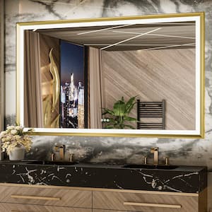 60 in. W x 36 in. H Rectangular Aluminum Framed with 3-Colors Dimmable LED Anti-Fog Wall Mount Bathroom Vanity Mirror