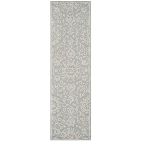 SAFAVIEH Bella Gray/Silver 2 ft. x 12 ft. Border Runner Rug