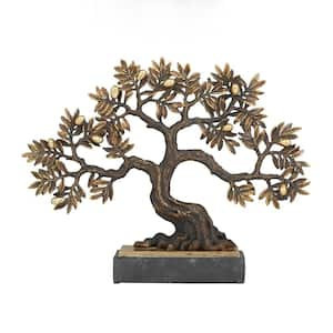 18 in. x 23 in. Bronze Polystone Eclectic Floral and botanical Sculpture