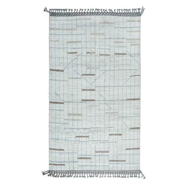 Ivory 5 ft. x 9 ft. Contemporary Marrakech Hand-Knotted Wool Rug, Luxurious Handspun for Stylish Home De, Area Rug