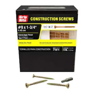 #8 x 1-3/4 in. Star Drive Dual Flat Head Coarse Thread Construction Screws 5 lb. Box