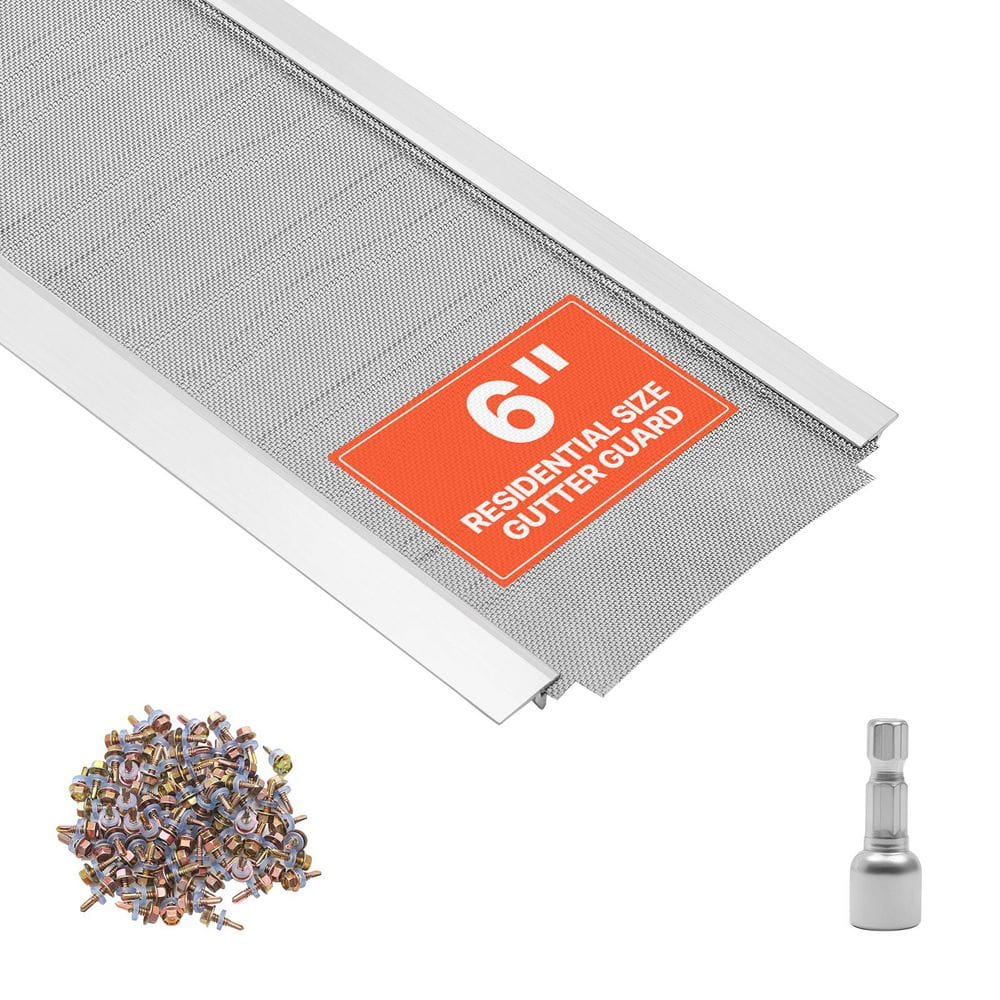 VEVOR Gutter Guard, 6 in. Aluminum Gutter Cover with Stainless