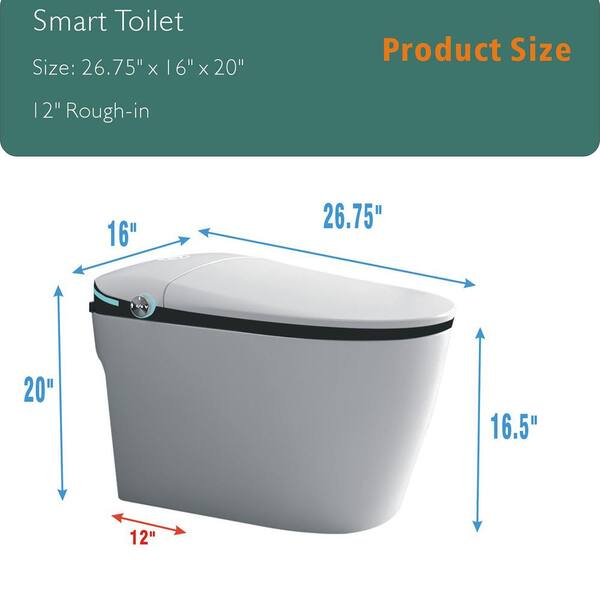 JimsMaison Elongated Bidet Toilet with LED Display and Heated Seat