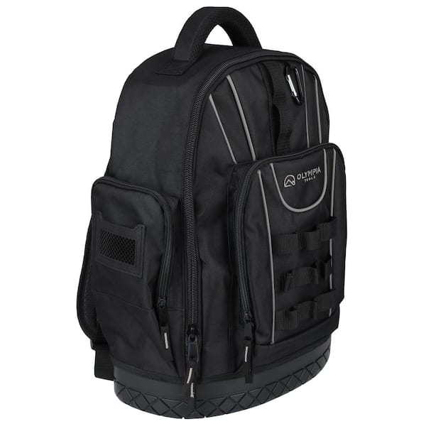 OLYMPIA 17.5 in. Black Water-Resistant Tool Organizer Backpack, Double Strap Handle, Padded Shoulder Straps