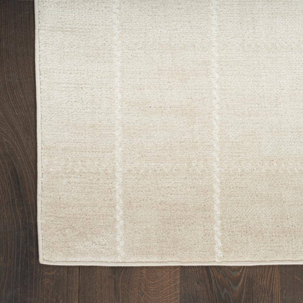 Ivory Geometric 5' x 7' Synthetic Easy Care Rug