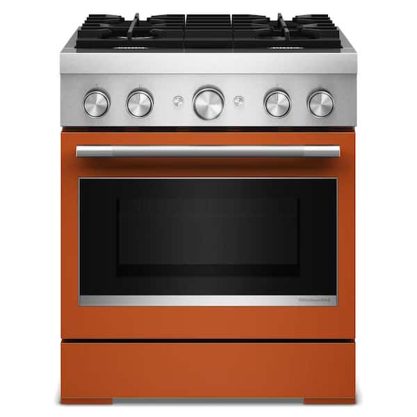 30 in. 4 Burners Freestanding Dual Fuel Range in Scorched Orange with No Preheat Air Fry Mode