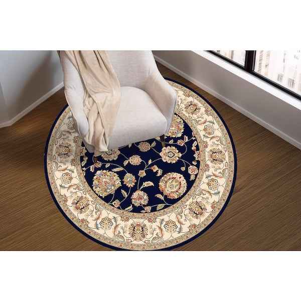 Judith Blue/Ivory 8 ft. x 8 ft. Round Indoor Area Rug