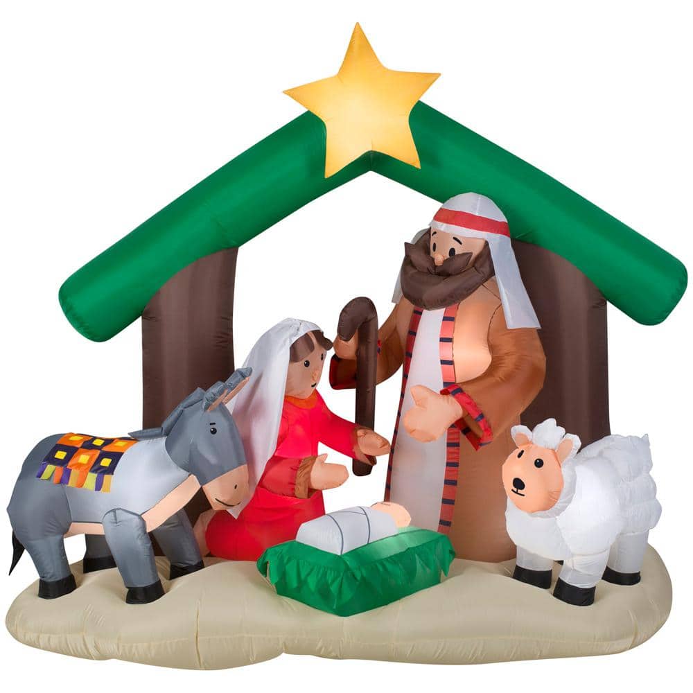 6 ft. Pre-lit Inflatable Holy Family Nativity Scene