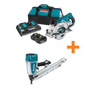 18-Volt X2 LXT (36-Volt) Brushless Cordless Rear Handle 7.25 in. Circular Saw Kit 5.0Ah with 3.5 in. Pneumatic Nailer