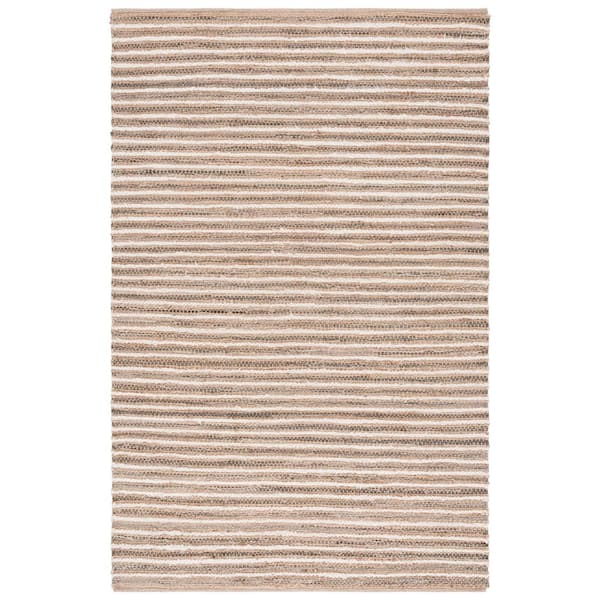 Cape Cod 6 ft. x 9 ft. Natural/Green Striped Abstract Area Rug