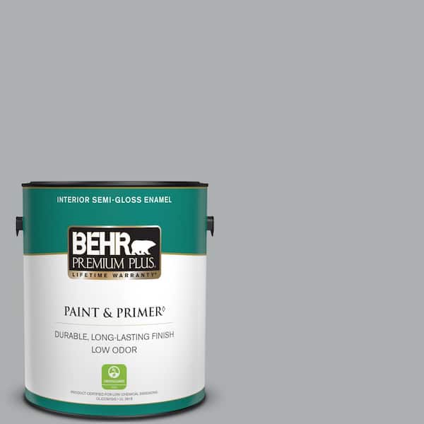 BEHR PREMIUM PLUS 1 gal. #N500-3 Tin Foil Semi-Gloss Enamel Low Odor Interior Paint & Primer