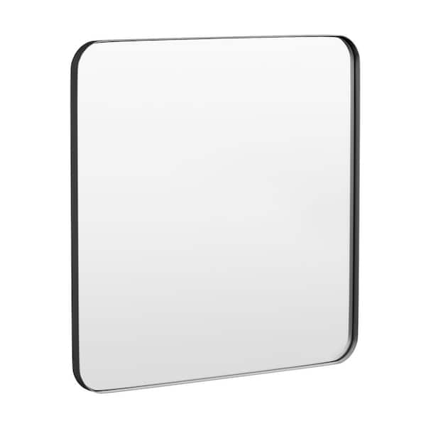 36 in. W x 36 in. H Rectangular Framed Tempered Glass Wall-Mounted Bathroom Vanity Mirror in Black