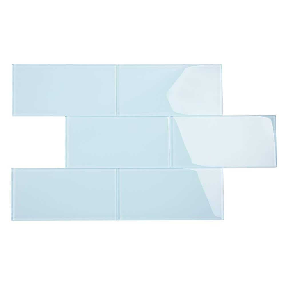 Giorbello Morning Sky Blue 6 In X 12 In X 8mm Glass Subway Wall Tile 5 Sq Ft Case G6144